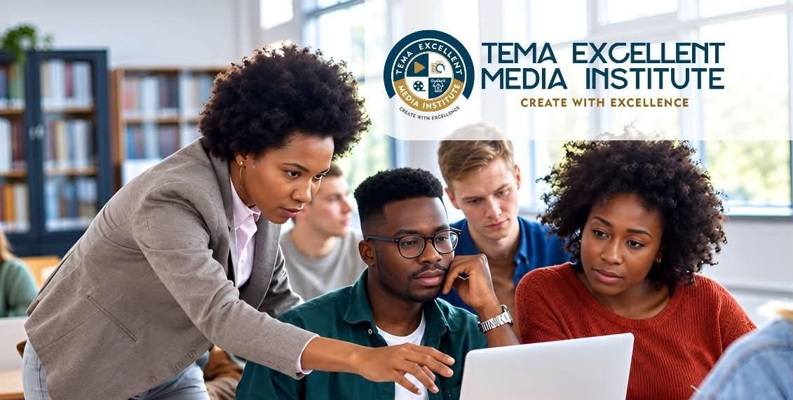 Media students learning in a classroom